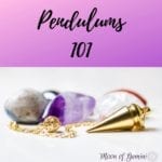 "pendulums 101 with gold pendulum and crystals
