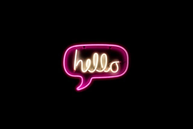 neon "hello" sign