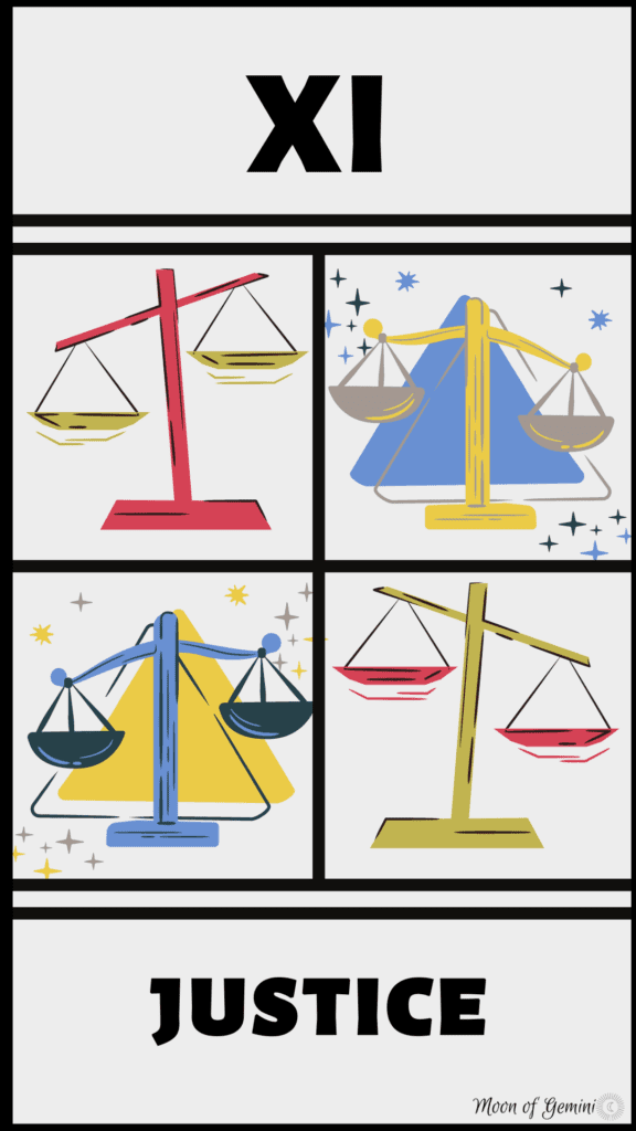 justice tarot card (4 scales)