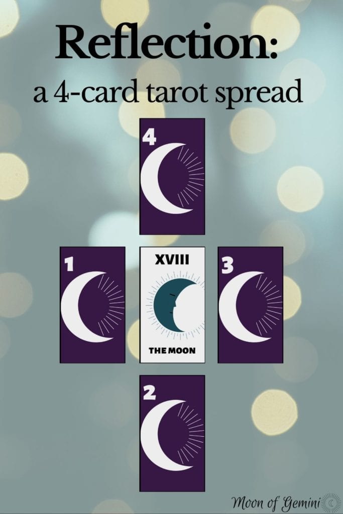 a simple 4 card reading reflecting on what you've been doing. Take time to look at the past by finding the moon in your tarot deck. 