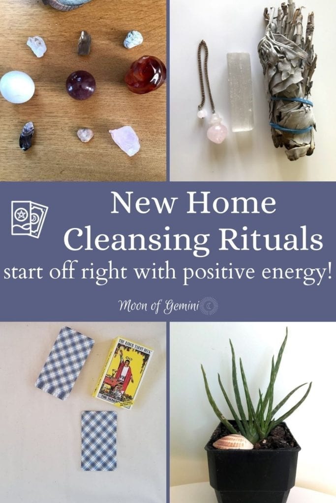 Cleansing rituals for moving to a new home, include sage, pendulum cleansing, plants, and tarot!