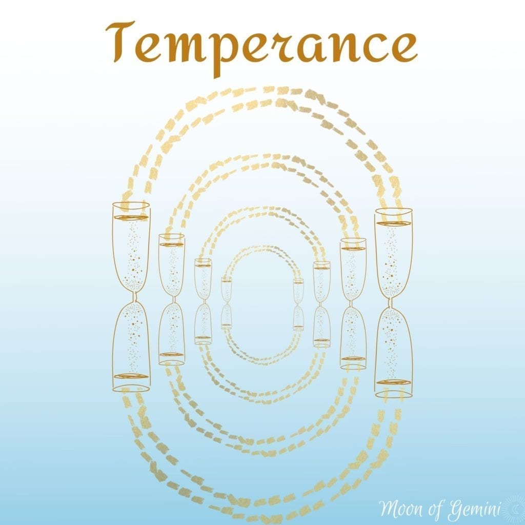 temperance tarot card (cups being filled with water in a circle)