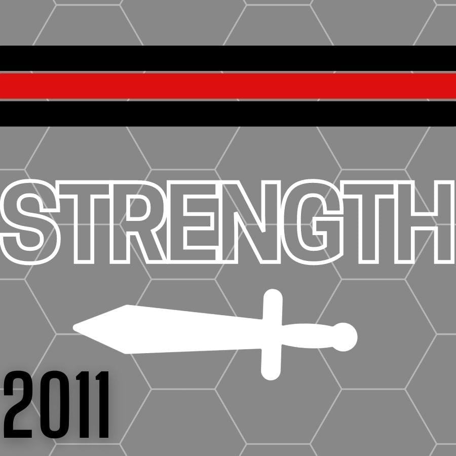 "strength 2011" with a sword