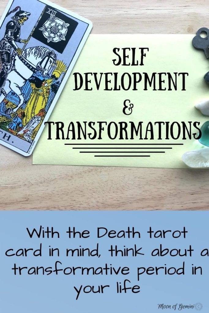 This self development journal prompt is based on the death tarot card. Do shadow work by thinking about a transformative period of your life.