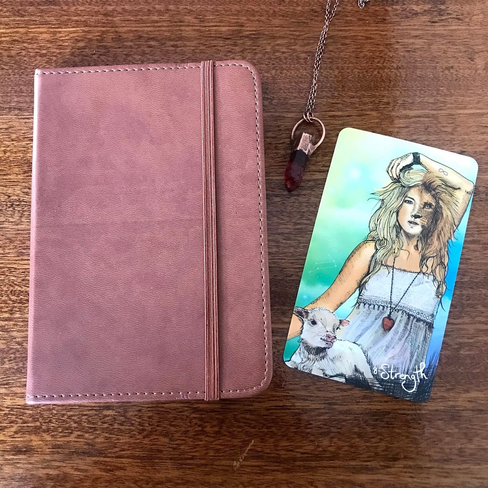 strength tarot card and journal