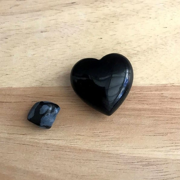 obsidian heart and snowflake obsidian